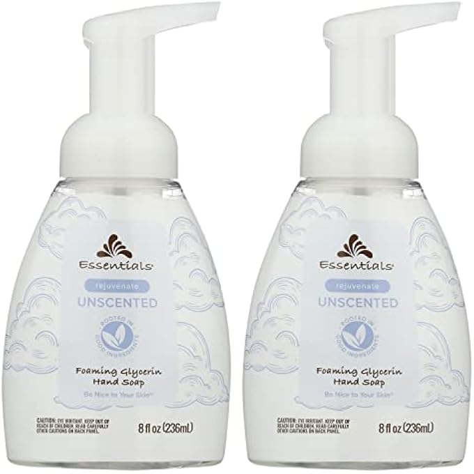 ESSENTIALS FOAMING GLYCERIN HAND SOAP, UNSCENTED, 8-FLUID OUNCE, PACK OF 2 - Image 1